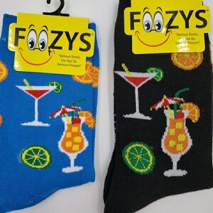 Cocktail Tropical Drink Womens Socks 2 PAIR Ladies Night Novelty Gift Luau Party